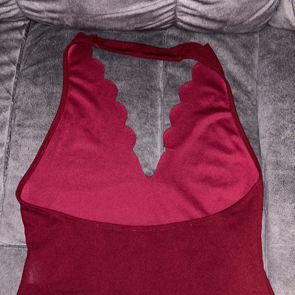 π»Burgundy Sleeveless Scalloped Neck Bodysuit π¦ Shein π Medium NWOT - Picture 7 of 10